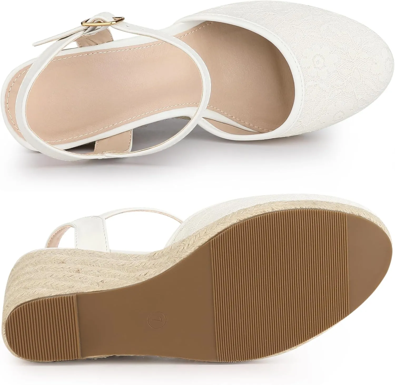 Allegra K Women's Closed Toe Platform Espadrilles Lace Wedge Heel Sandals