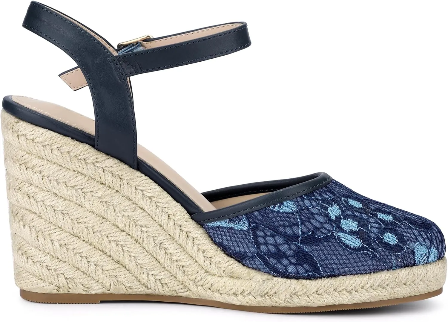 Allegra K Women's Closed Toe Platform Espadrilles Lace Wedge Heel Sandals