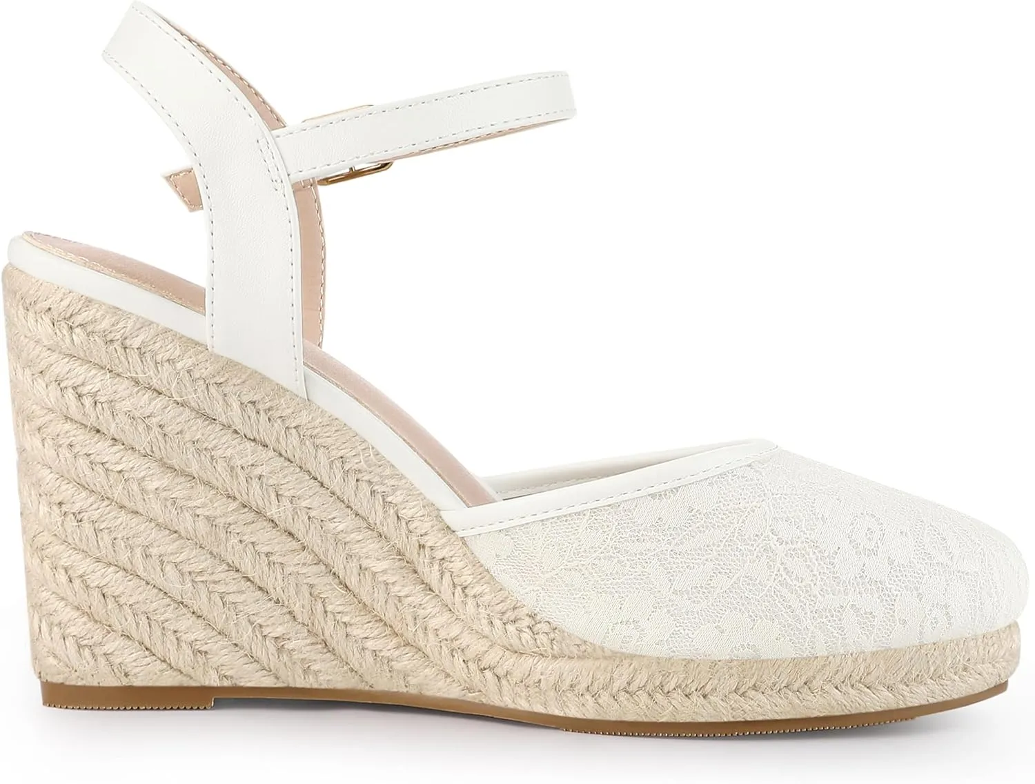 Allegra K Women's Closed Toe Platform Espadrilles Lace Wedge Heel Sandals