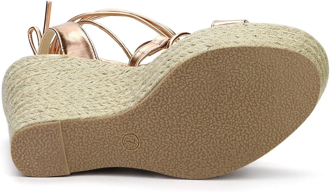 Allegra K Women's Espadrilles Platform Wedges Heel Lace Up Sandals