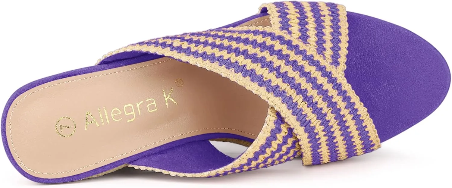 Allegra K Women's Espadrilles Wedges Slide Wedge Sandals