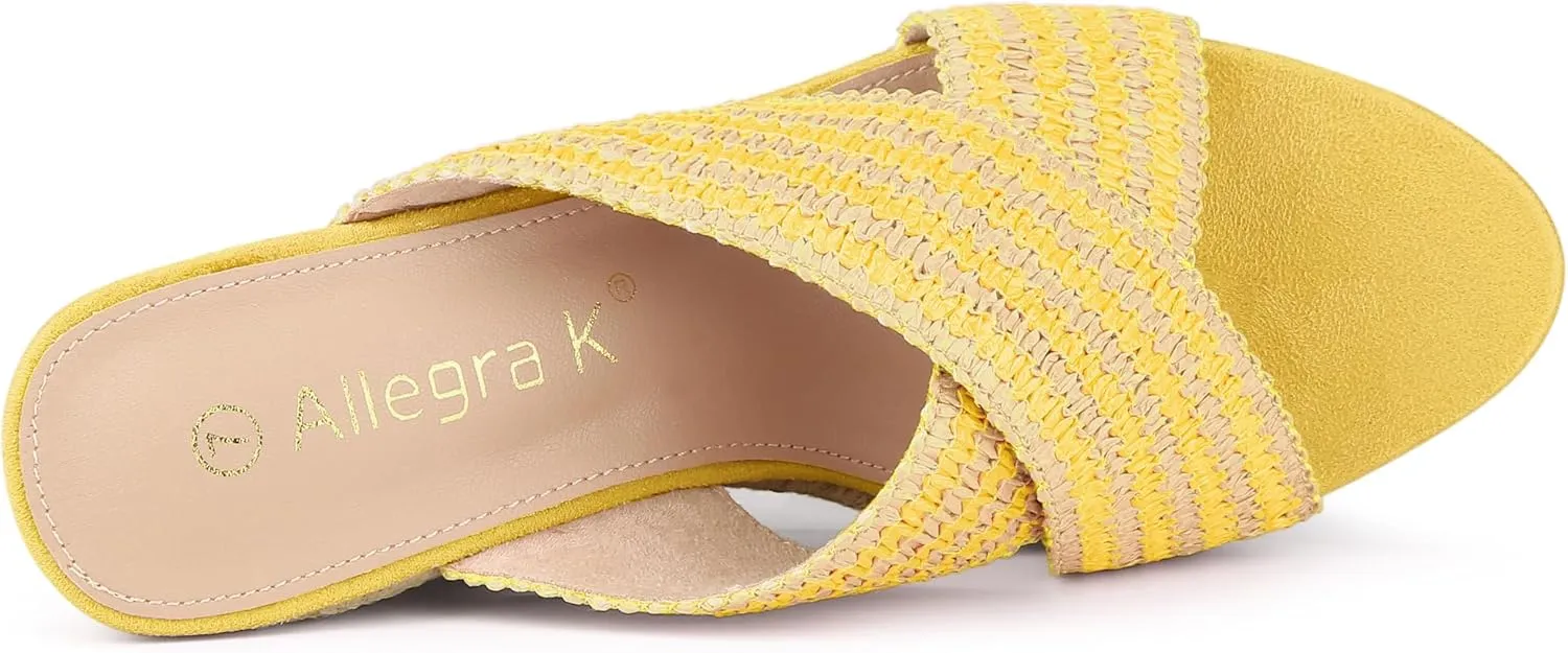 Allegra K Women's Espadrilles Wedges Slide Wedge Sandals
