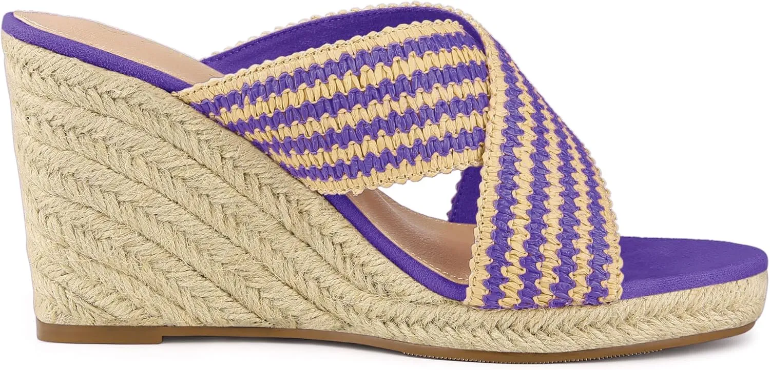 Allegra K Women's Espadrilles Wedges Slide Wedge Sandals
