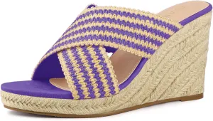 Allegra K Women's Espadrilles Wedges Slide Wedge Sandals