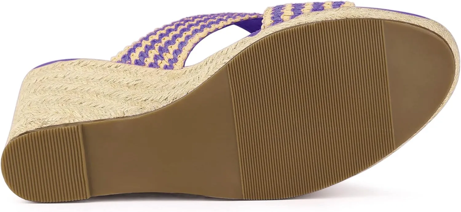 Allegra K Women's Espadrilles Wedges Slide Wedge Sandals