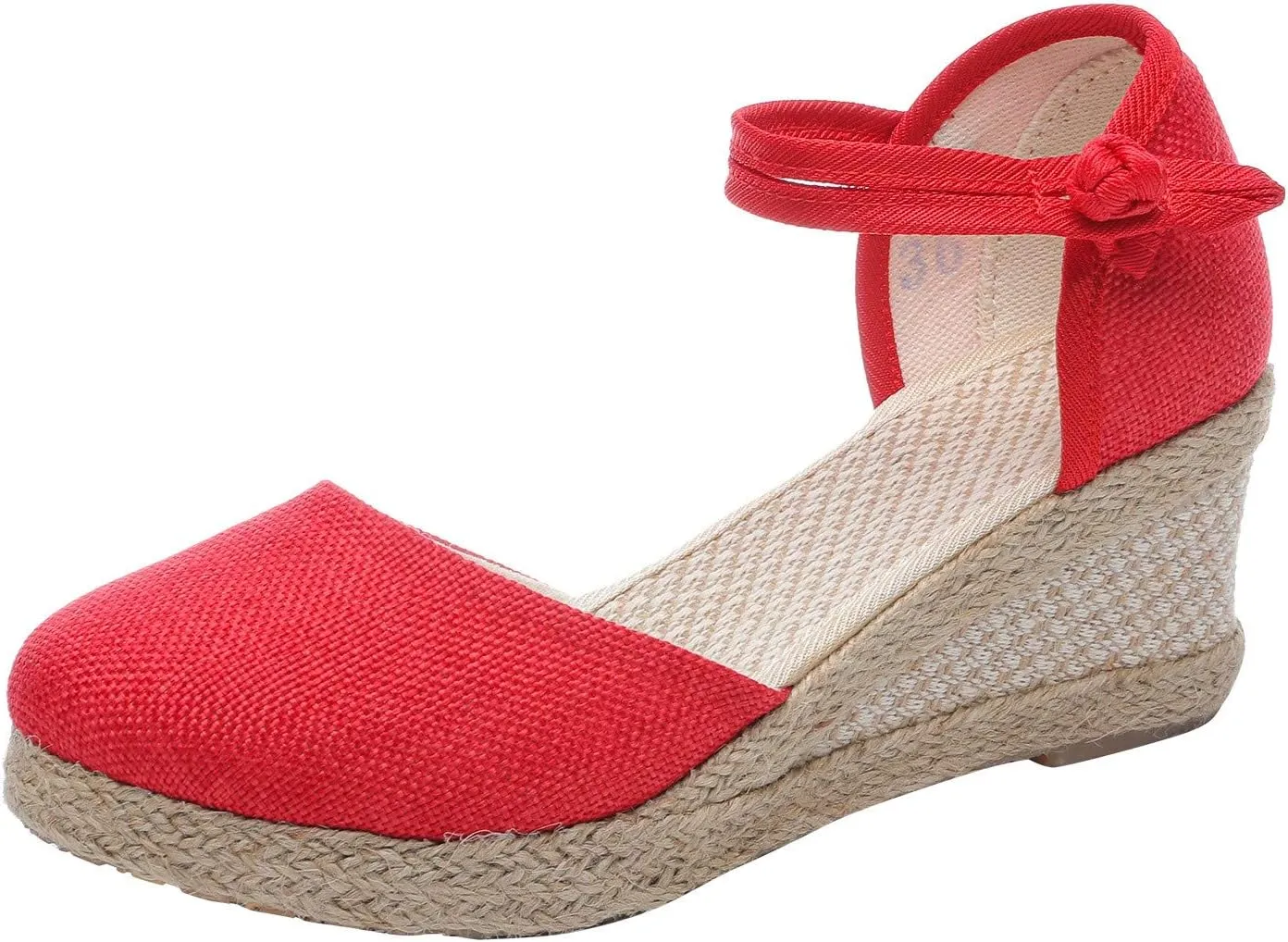 Aniywn Women Closed Toe Retro Wedge Casual Sandals Buckle Strap Ladies Espadrilles Wedge Sandals