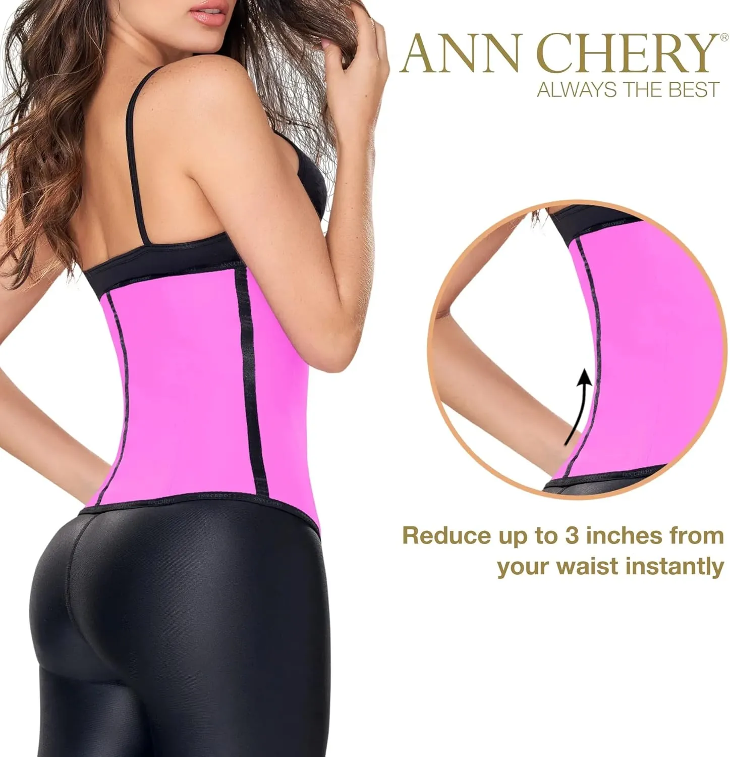 Ann Chery 2021 Latex Waist Trainer for Women |3 Hook Body Shaper|High Compression Colombian Waist Cincher |Daily & Sports Use