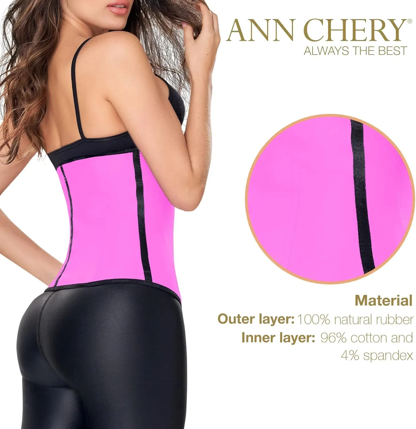 Ann Chery 2021 Latex Waist Trainer for Women |3 Hook Body Shaper|High Compression Colombian Waist Cincher |Daily & Sports Use