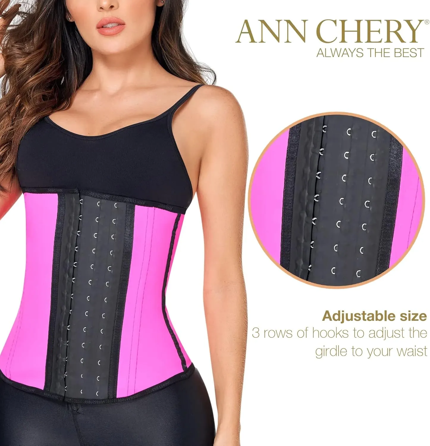 Ann Chery 2021 Latex Waist Trainer for Women |3 Hook Body Shaper|High Compression Colombian Waist Cincher |Daily & Sports Use