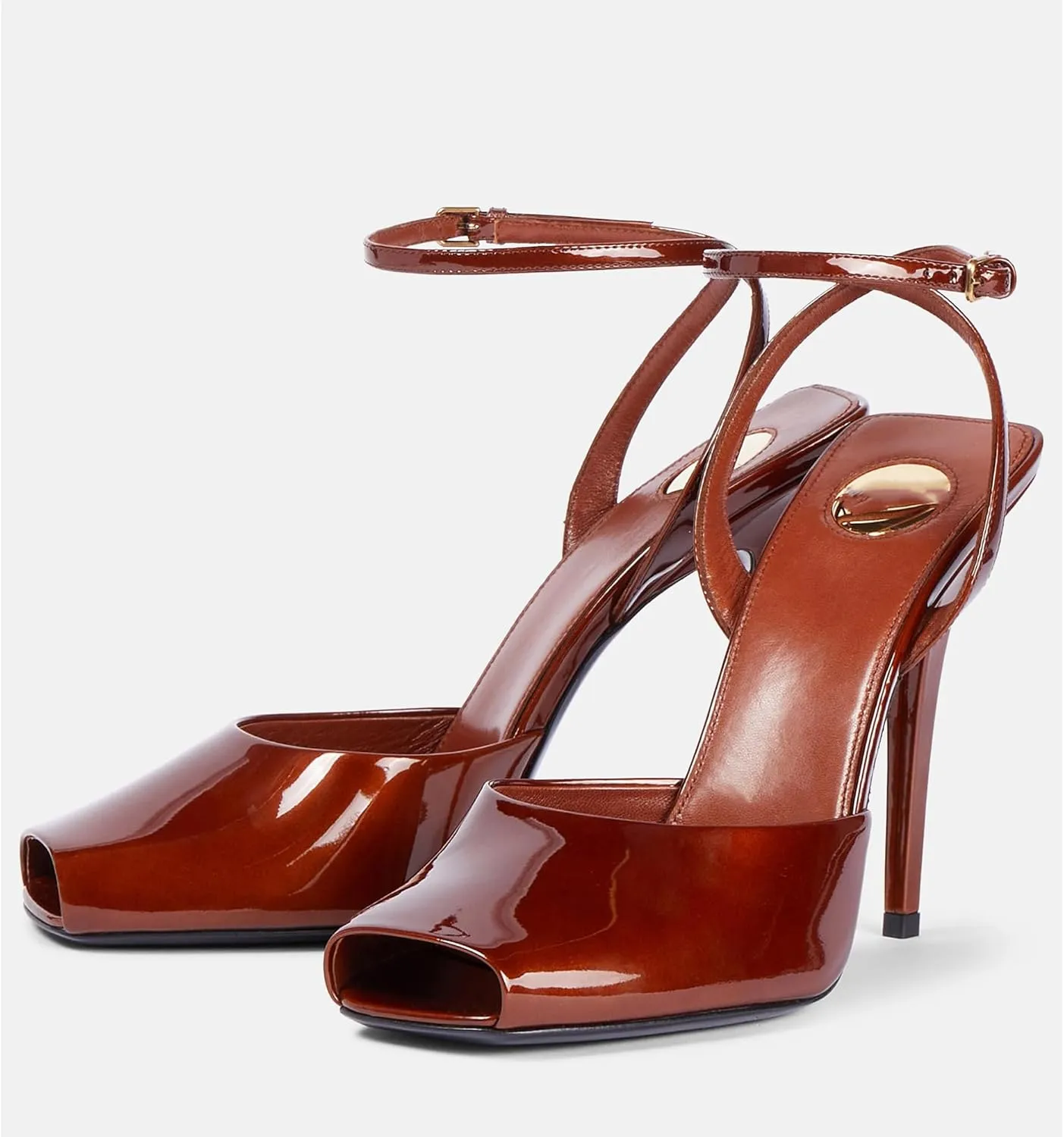 Arqa Womens Stilleto Sandals Covered Square Open Toe Pumps Adjustable Ankle Strap Office Party Dressy Shoes Summer Sexy Elegant 4.1 IN Heels