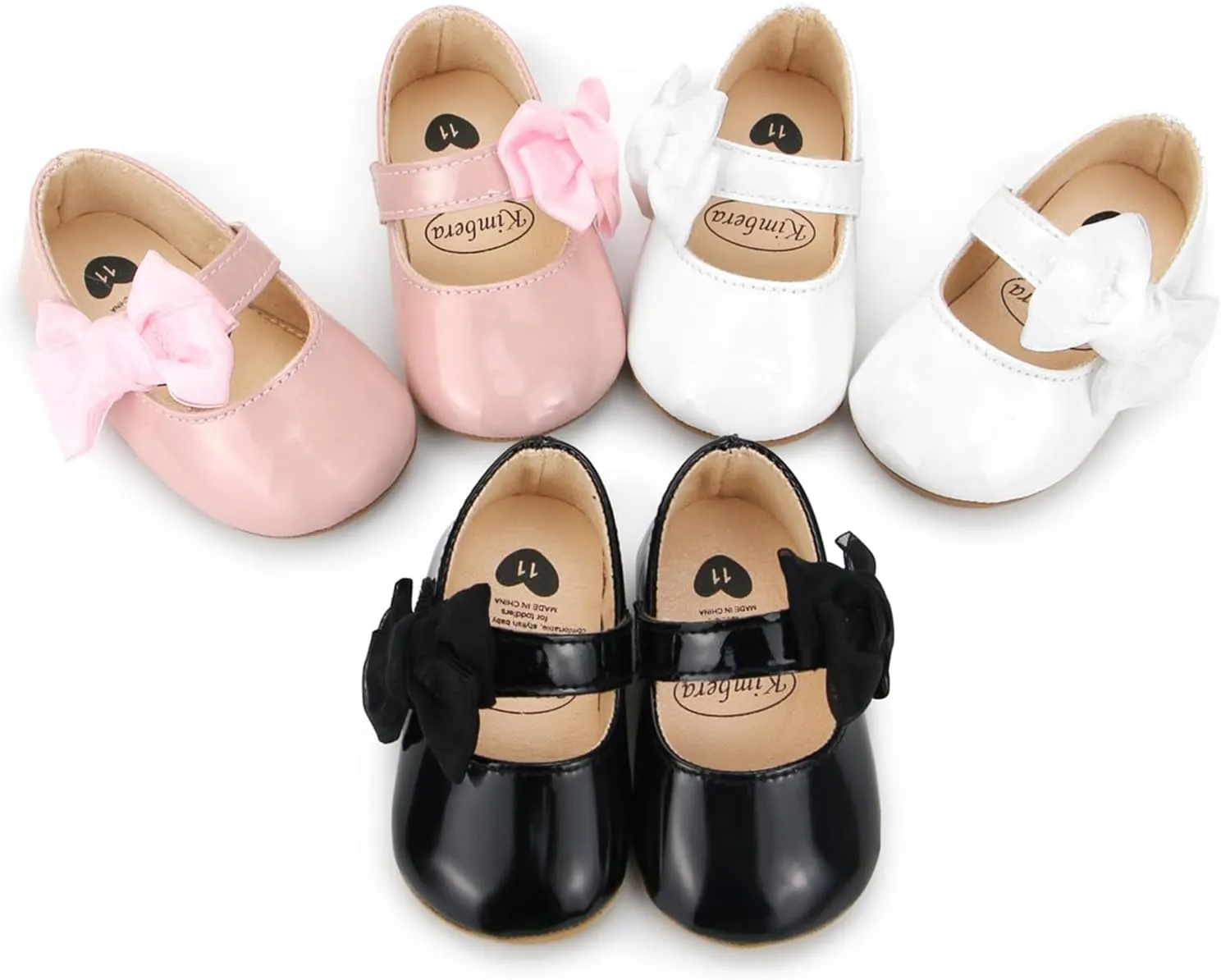 Baby Girls Dress Shoes Infant Mary Jane Flats Newborn Bowkont Non-Slip Lightweight Soft Sole First Walkers Princess Wedding Shoe