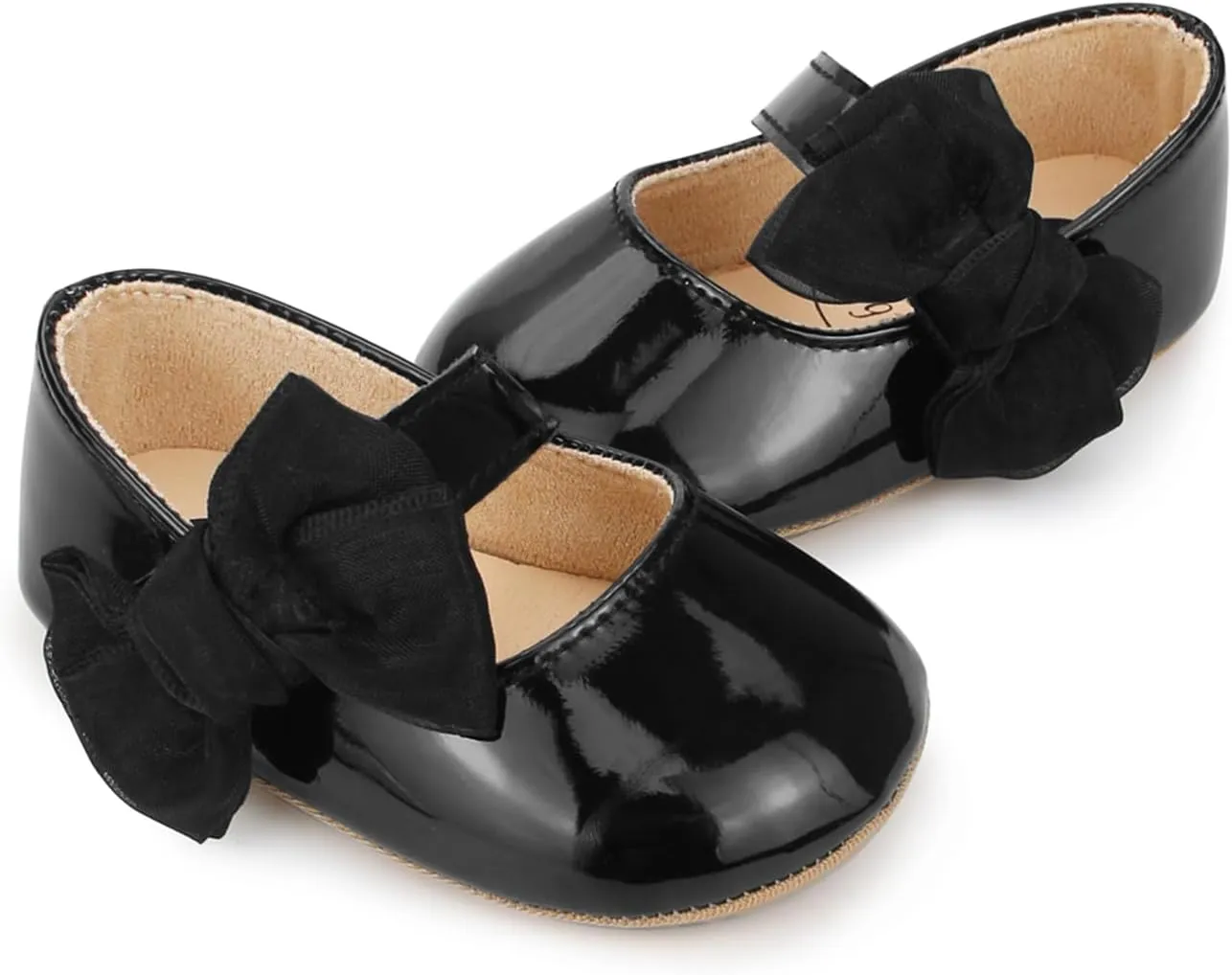 Baby Girls Dress Shoes Infant Mary Jane Flats Newborn Bowkont Non-Slip Lightweight Soft Sole First Walkers Princess Wedding Shoe