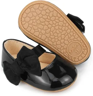 Baby Girls Dress Shoes Infant Mary Jane Flats Newborn Bowkont Non-Slip Lightweight Soft Sole First Walkers Princess Wedding Shoe