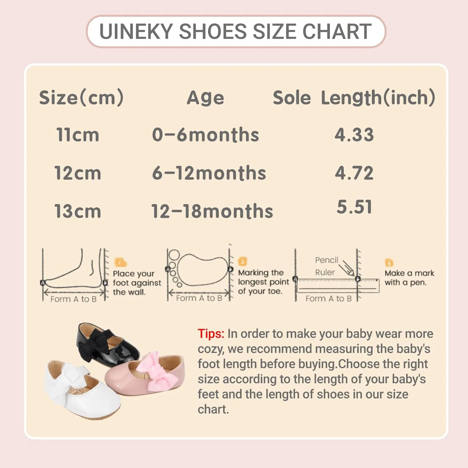 Baby Girls Dress Shoes Infant Mary Jane Flats Newborn Bowkont Non-Slip Lightweight Soft Sole First Walkers Princess Wedding Shoe