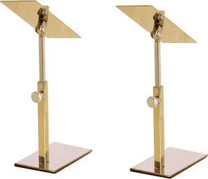 B&NN Two Pieces Metal Shoe Display Stand Riser Holder Adjustable Height Sandal Shoe Display Riser Gold Polished