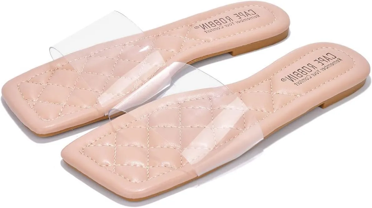 Cape Robbin Women's Transparent Slide Sandals - Slip-On Mule Shoes (Keko)
