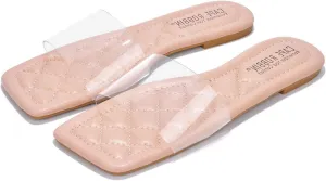 Cape Robbin Women's Transparent Slide Sandals - Slip-On Mule Shoes (Keko)
