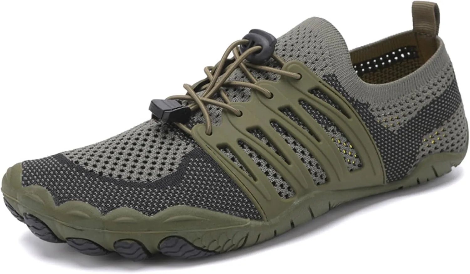 DHAEY Weight Lifting Shoes Unisex Rubber Non Slip Wear Resistance Wide Toe Barefoot Squat Shoes Lace-Up Low Gang Fitness Cross-Trainer Shoes (Color : Army Green, Size : 10 Women/8.5 Men)