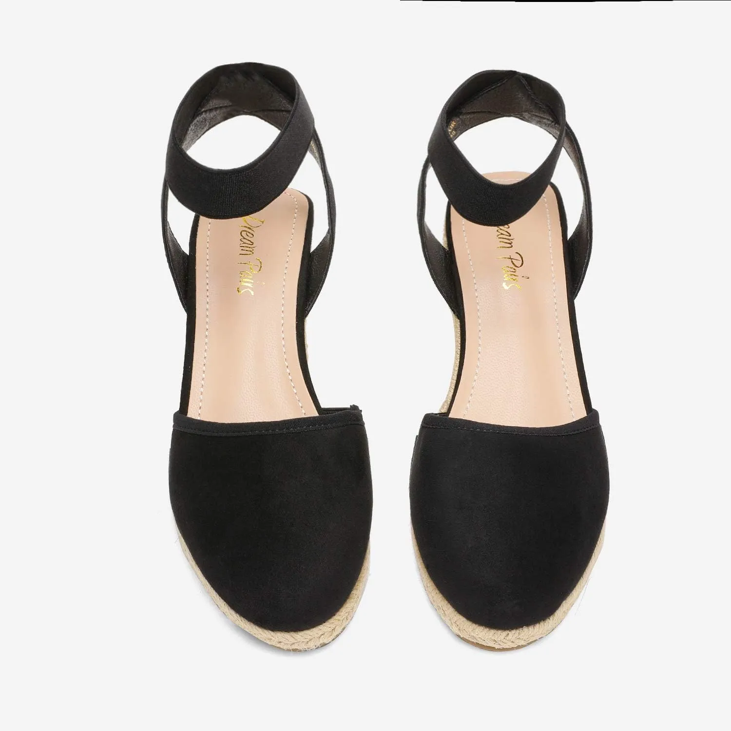 DREAM PAIRS Women's Elastic Ankle Strap Espadrilles Wedge Sandals