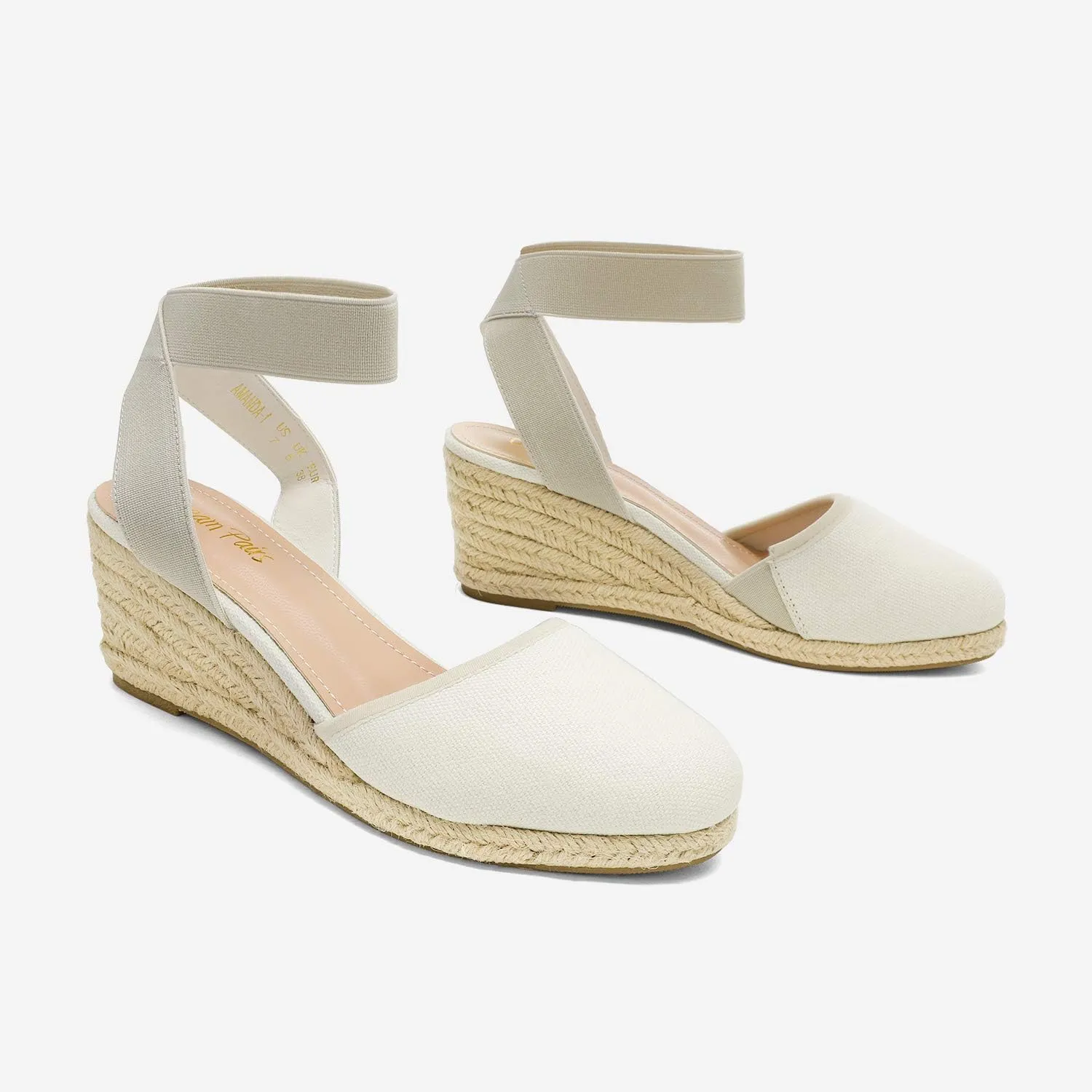DREAM PAIRS Women's Elastic Ankle Strap Espadrilles Wedge Sandals