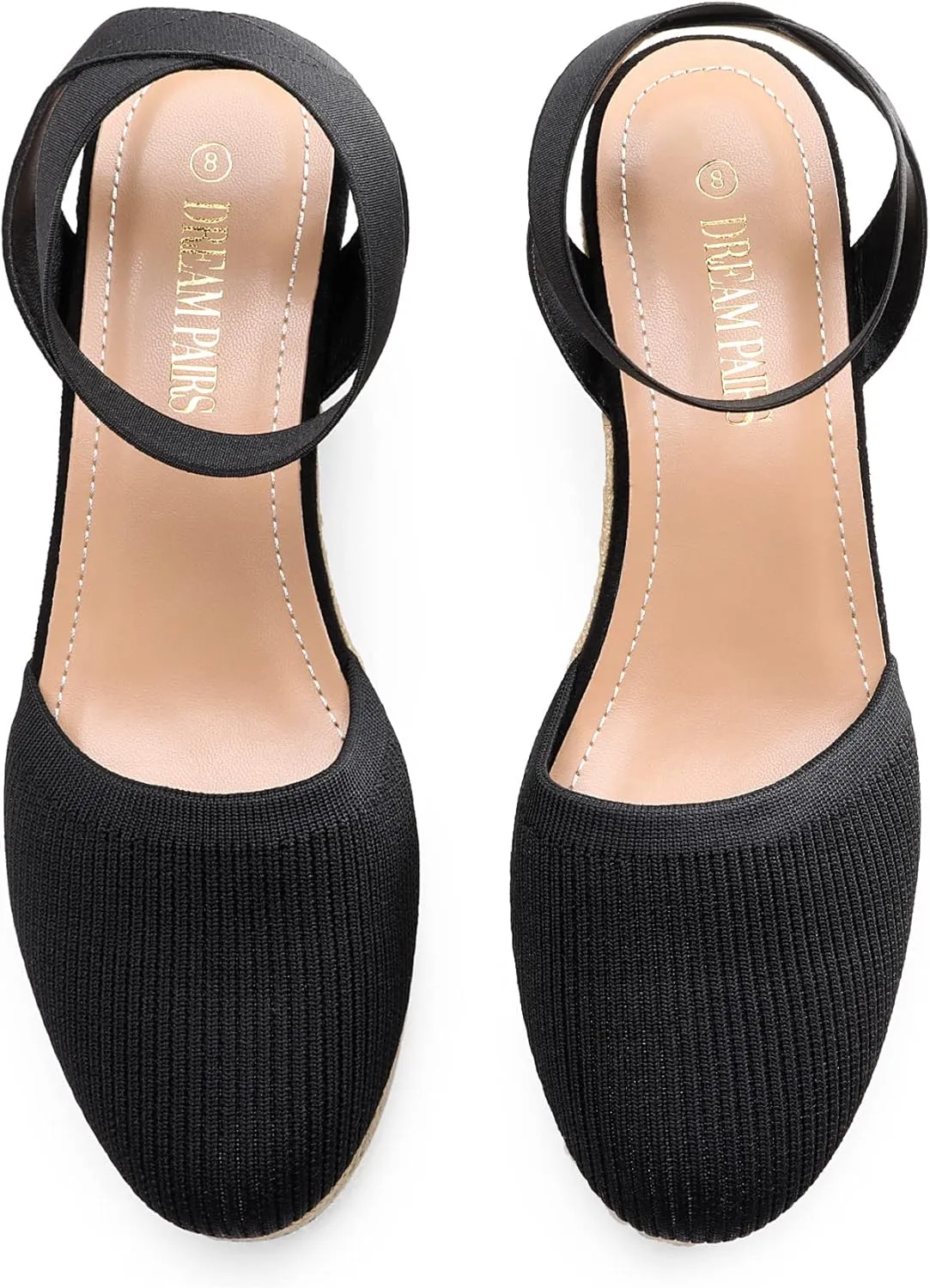DREAM PAIRS Women's Elastic Ankle Strap Espadrilles Wedge Sandals