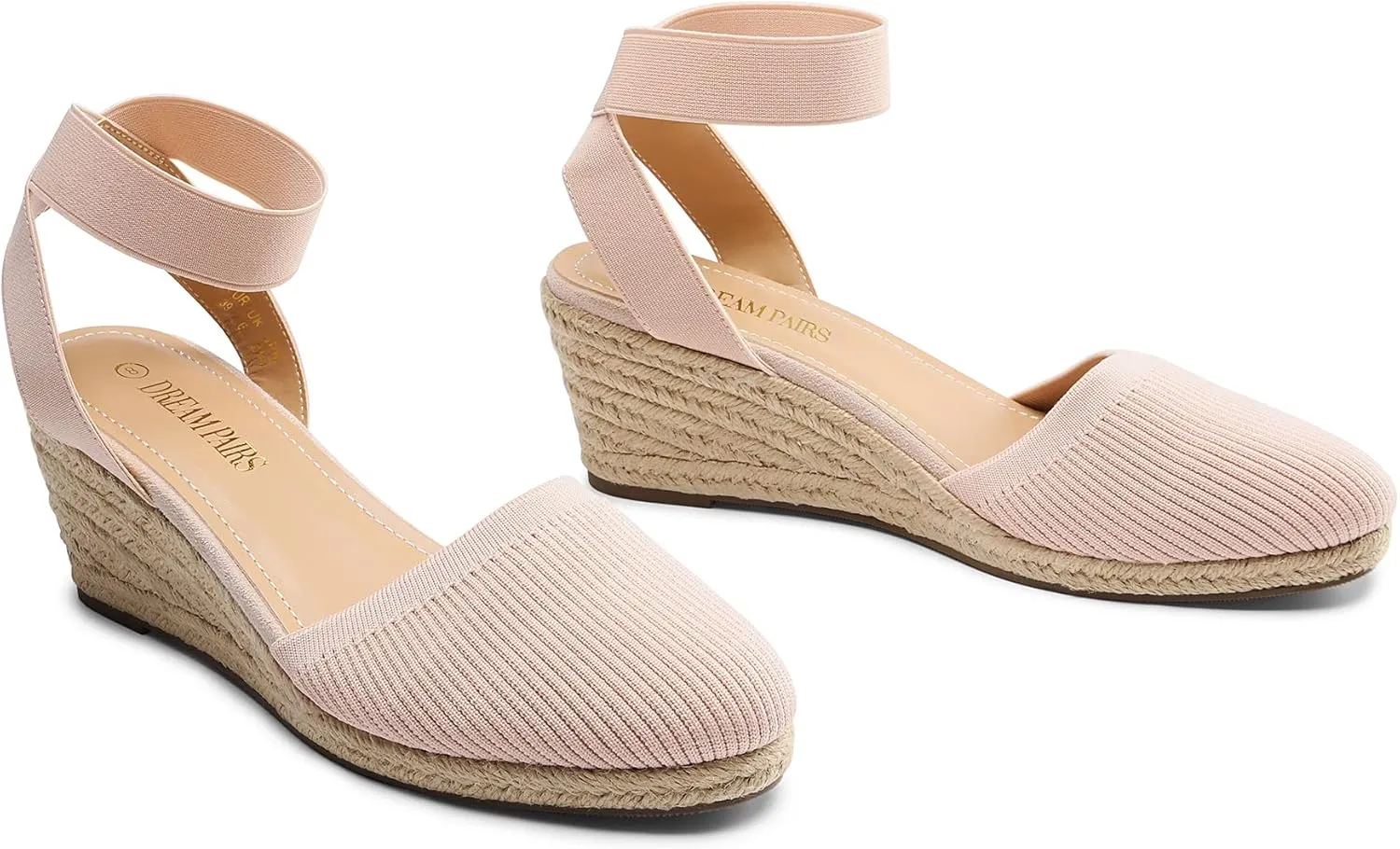 DREAM PAIRS Women's Elastic Ankle Strap Espadrilles Wedge Sandals