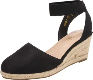 DREAM PAIRS Women's Elastic Ankle Strap Espadrilles Wedge Sandals