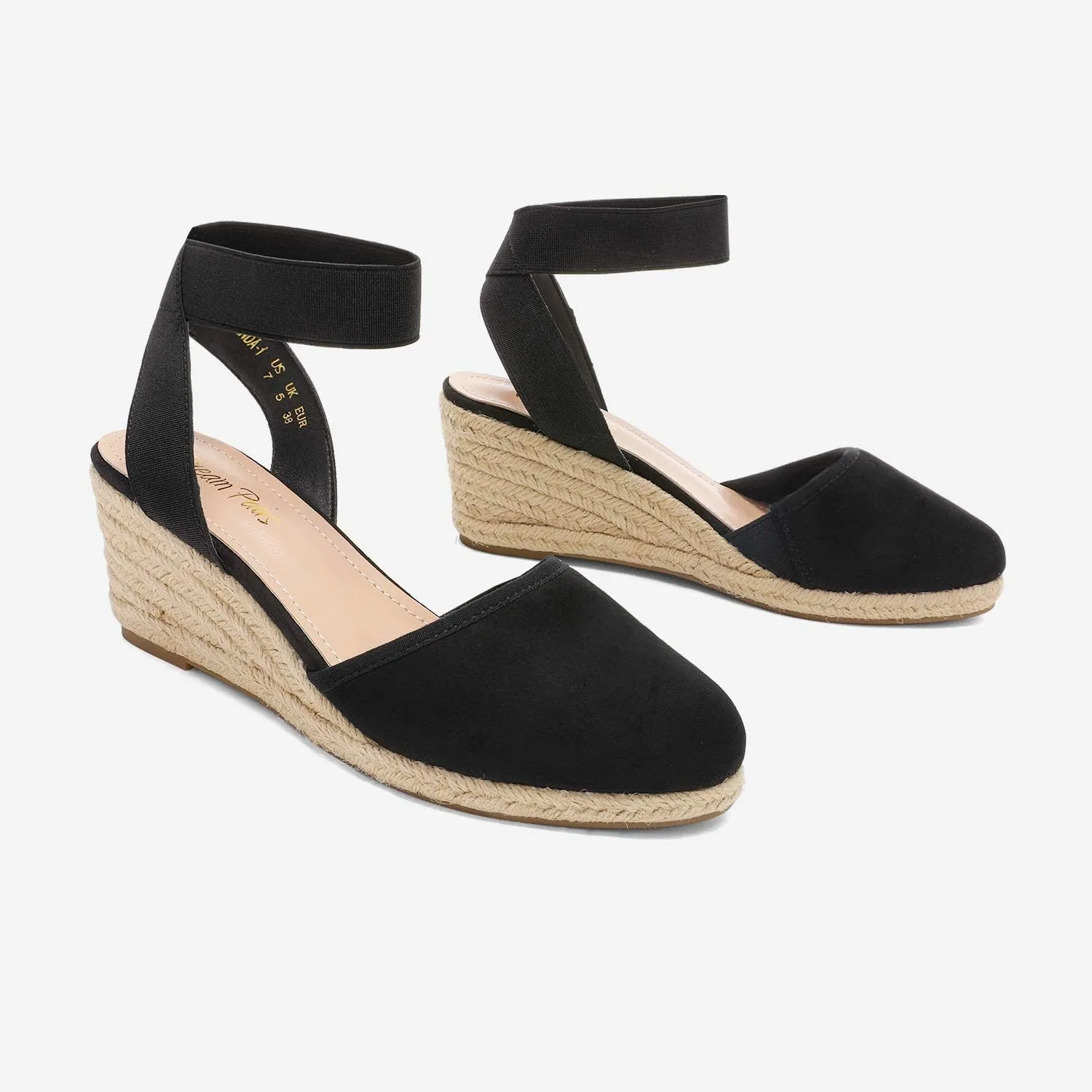 DREAM PAIRS Women's Elastic Ankle Strap Espadrilles Wedge Sandals