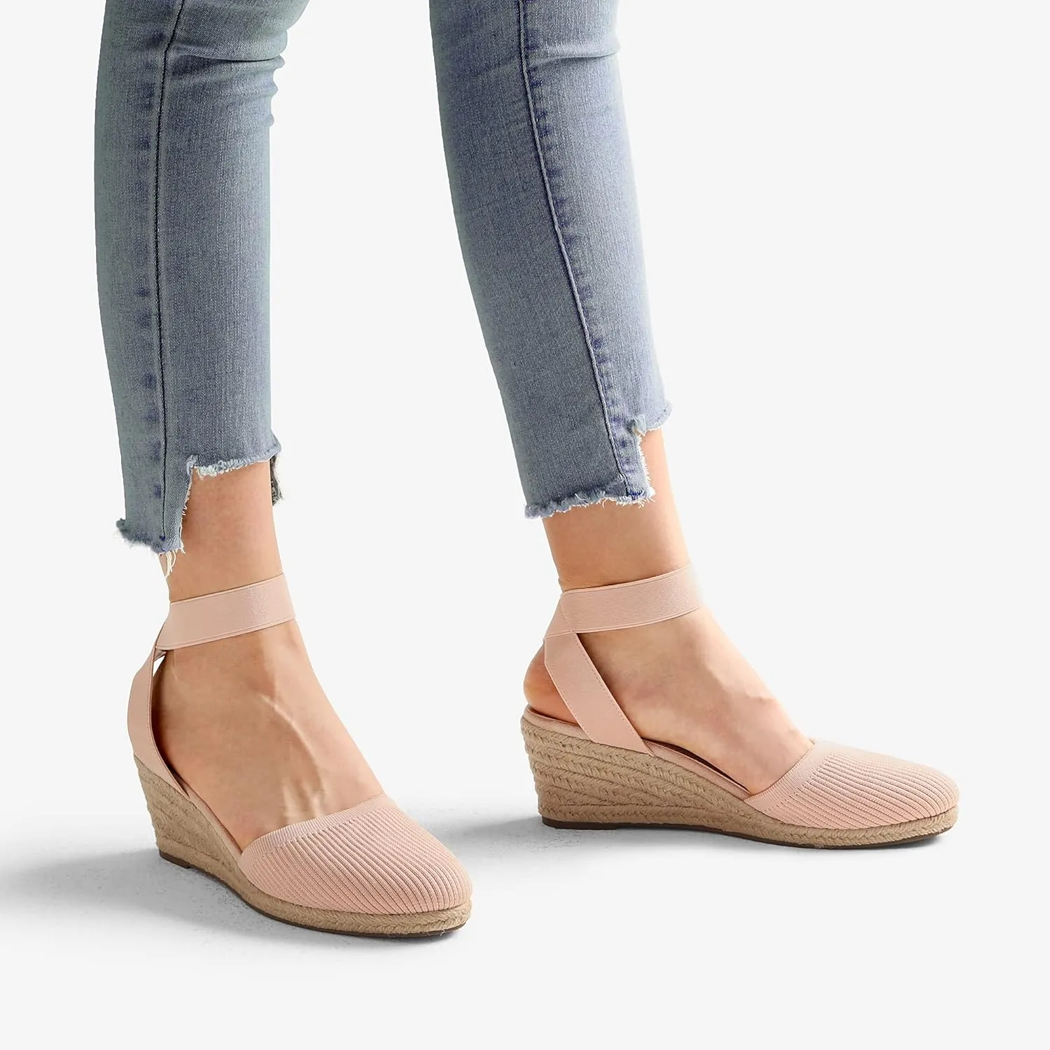 DREAM PAIRS Women's Elastic Ankle Strap Espadrilles Wedge Sandals
