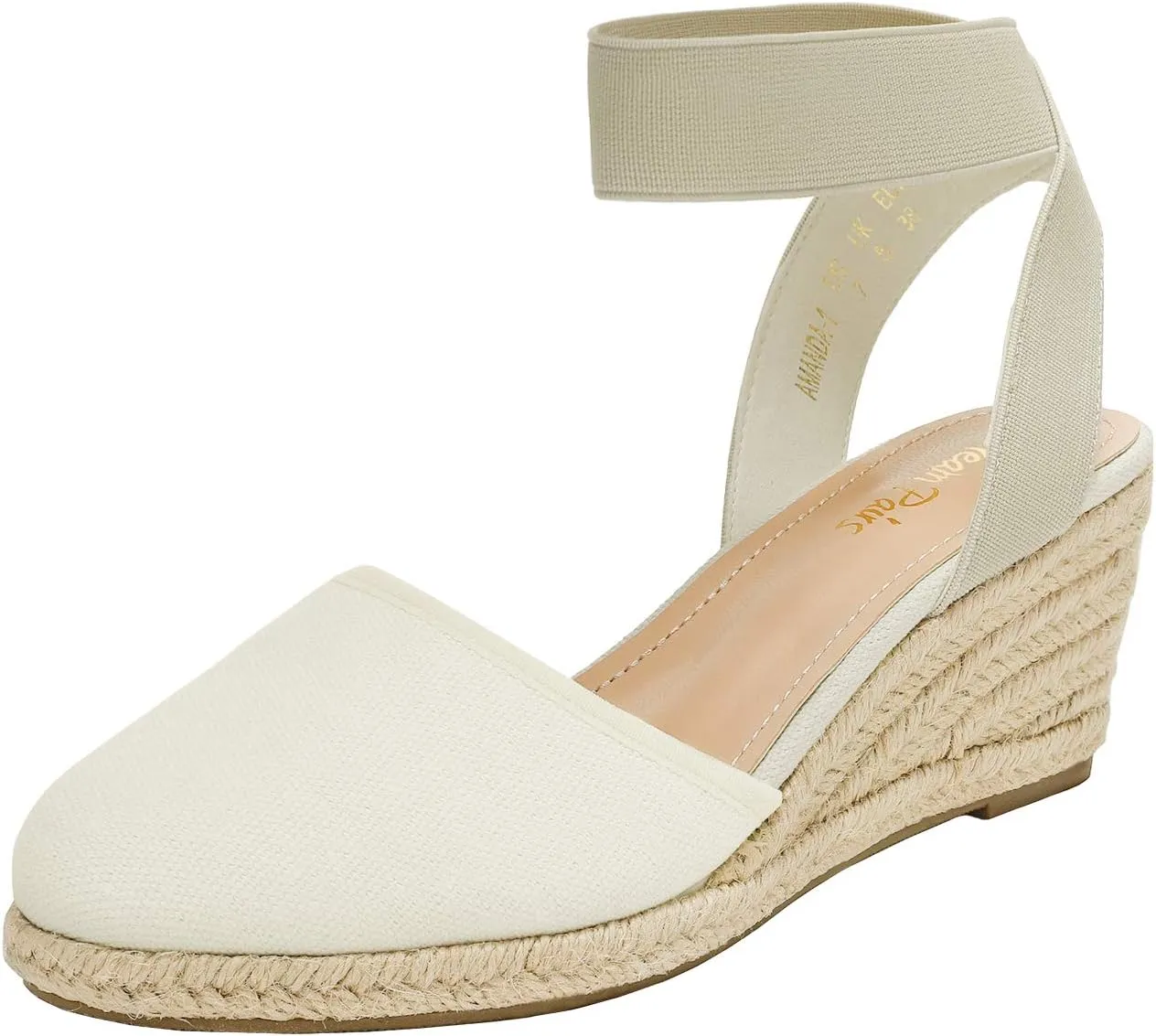 DREAM PAIRS Women's Elastic Ankle Strap Espadrilles Wedge Sandals