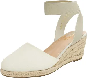 DREAM PAIRS Women's Elastic Ankle Strap Espadrilles Wedge Sandals
