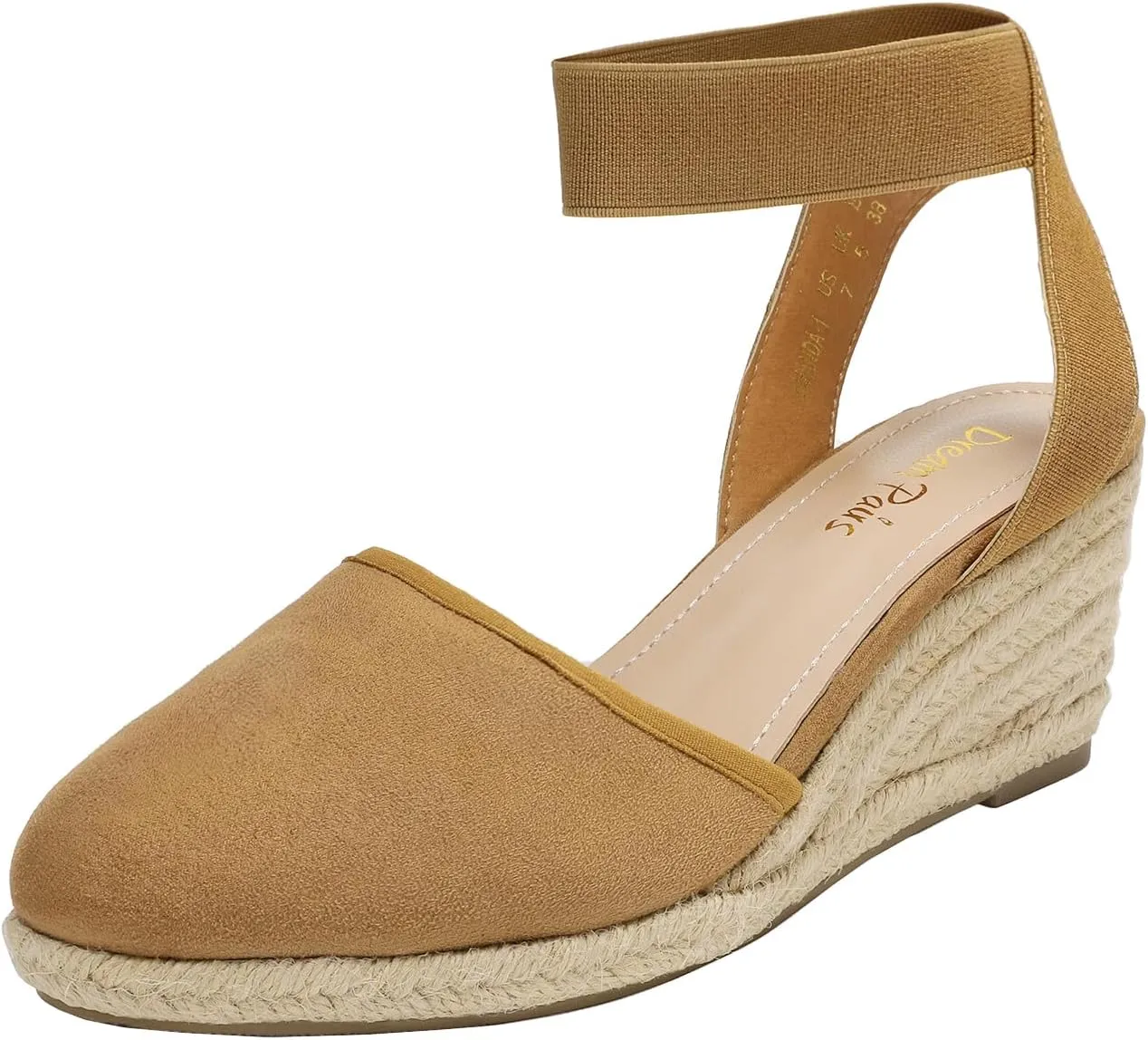 DREAM PAIRS Women's Elastic Ankle Strap Espadrilles Wedge Sandals
