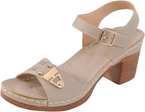 Eduavar Womens Wedge Sandals, Orthopedic Sandals for Women Leather Peep Toe Cutout Zipper Chunky Heeled Sandals