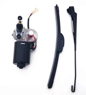 Electric UTV Windshield Wiper Motor Kit,Fits UTV Windshield Kawasaki Mule TERYX Polaris Ranger RZR KUBOTA RTV Hard Coated Polycarbonate,12V Motor W/ 90 Degree Wipe Sweep