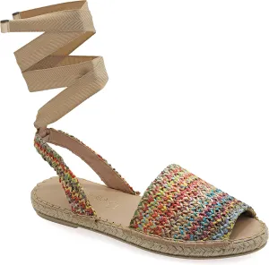 Emmanuela Colourful Knitted Fabric Espadrilles, Low Wedge Peep Toe Boho Chic Summer Shoes, Lace Up Espadrilles Totally Handmade and Hand Stiched in Greece