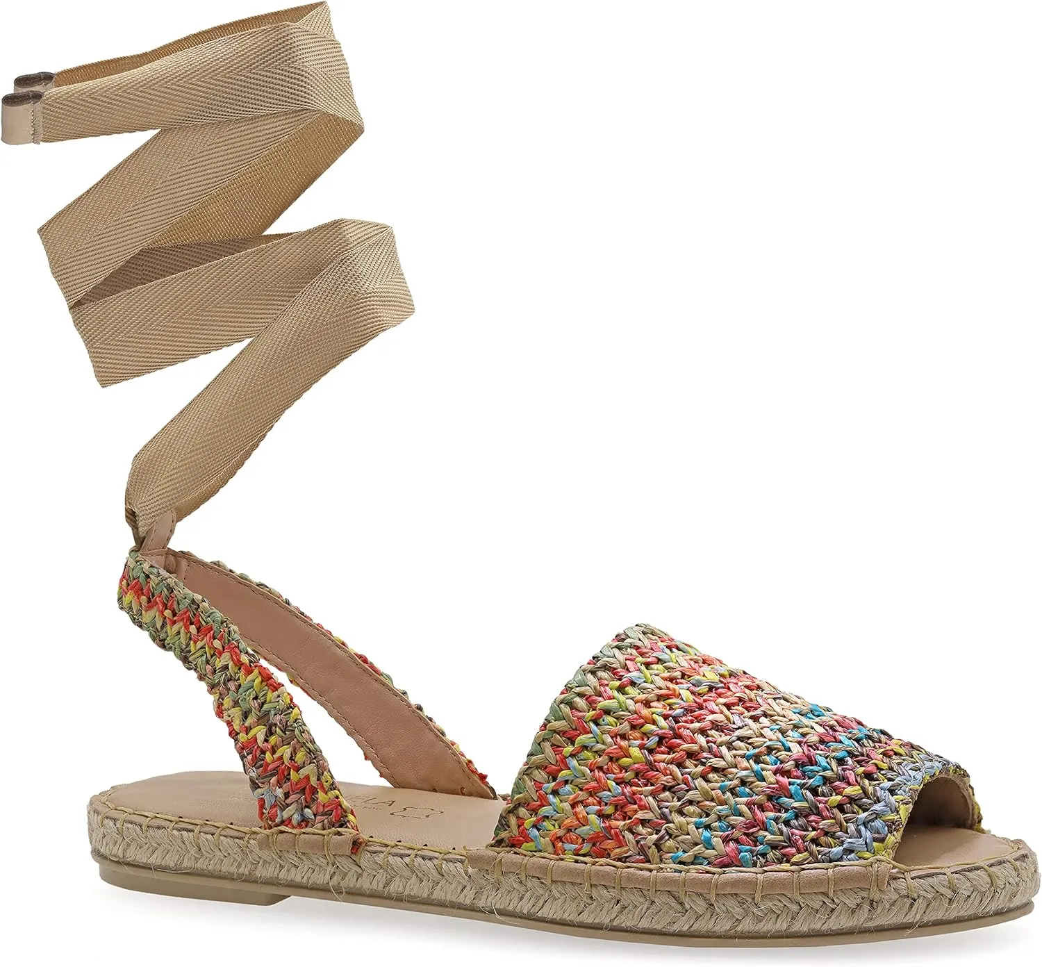 Emmanuela Colourful Knitted Fabric Espadrilles, Low Wedge Peep Toe Boho Chic Summer Shoes, Lace Up Espadrilles Totally Handmade and Hand Stiched in Greece