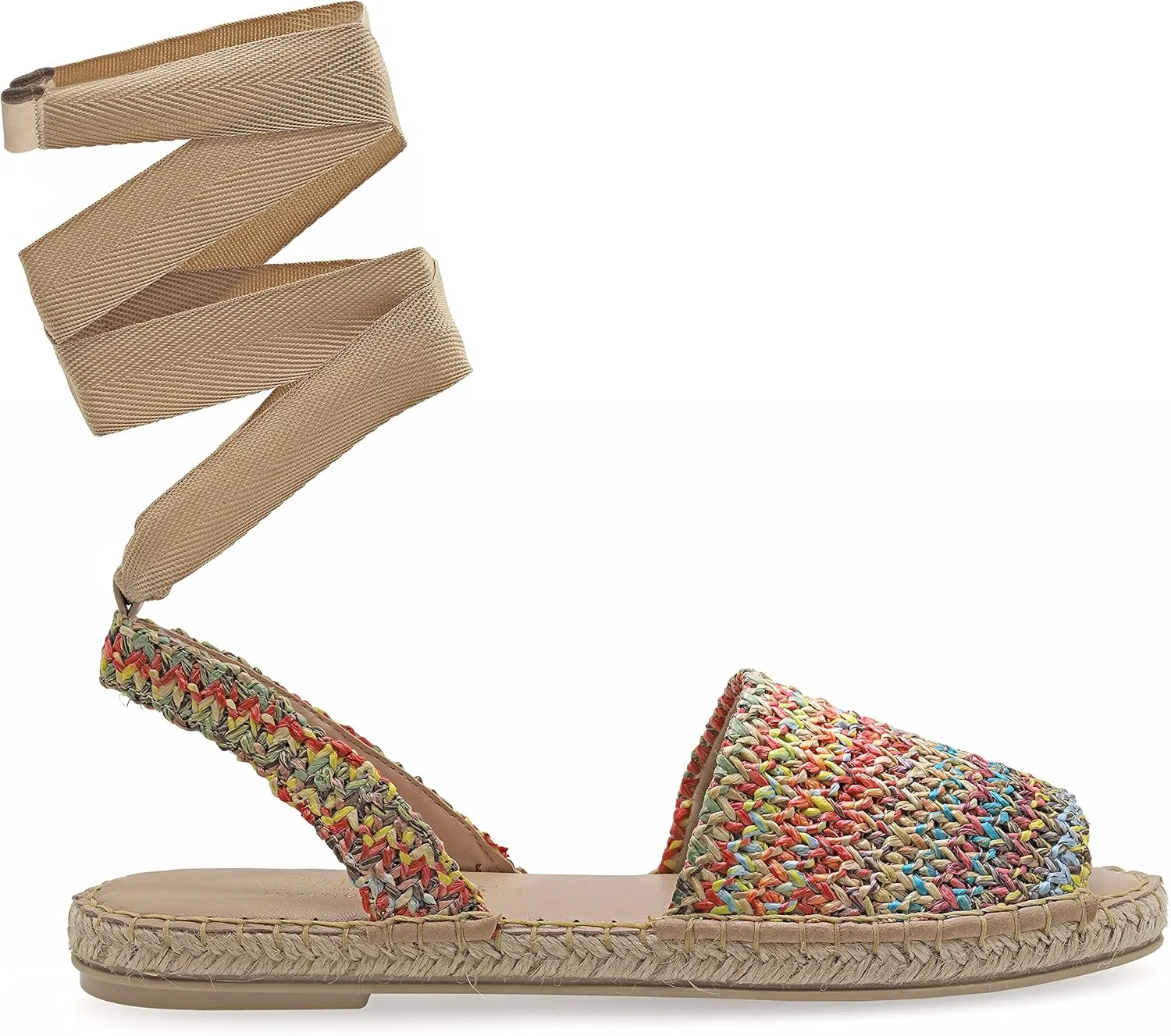 Emmanuela Colourful Knitted Fabric Espadrilles, Low Wedge Peep Toe Boho Chic Summer Shoes, Lace Up Espadrilles Totally Handmade and Hand Stiched in Greece
