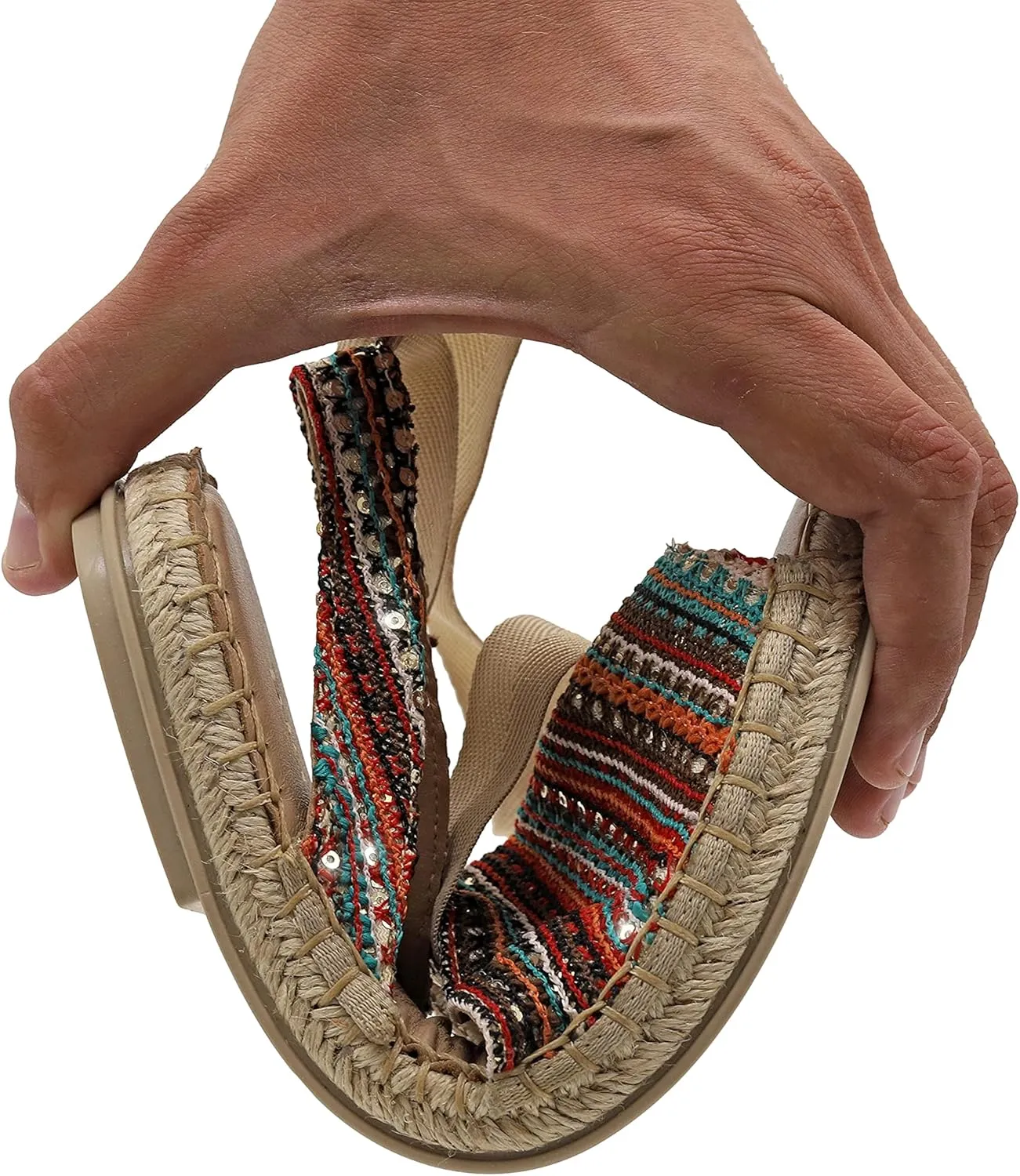 Emmanuela Colourful Knitted Fabric Espadrilles, Low Wedge Peep Toe Boho Chic Summer Shoes, Lace Up Espadrilles Totally Handmade and Hand Stiched in Greece