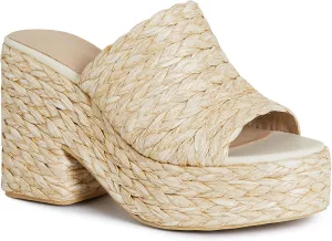Eteridrey Espadrilles Platform Sandals for Women Slip on Open Toe Chunky High Heels Bohemian Slides Summer Beach Shoes Outdoor Slippers