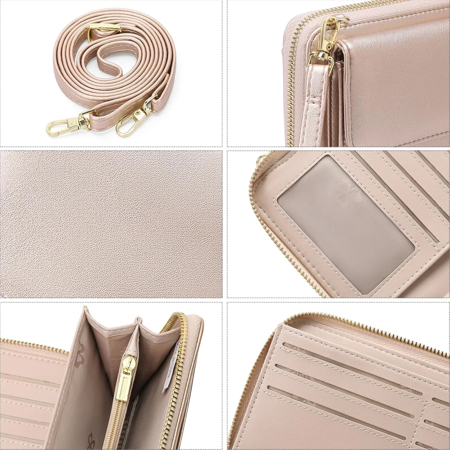 FALAN MULE RFID Womens Wallet Purse Wristlet PU Leather Crossbody Clutch with 2 Straps