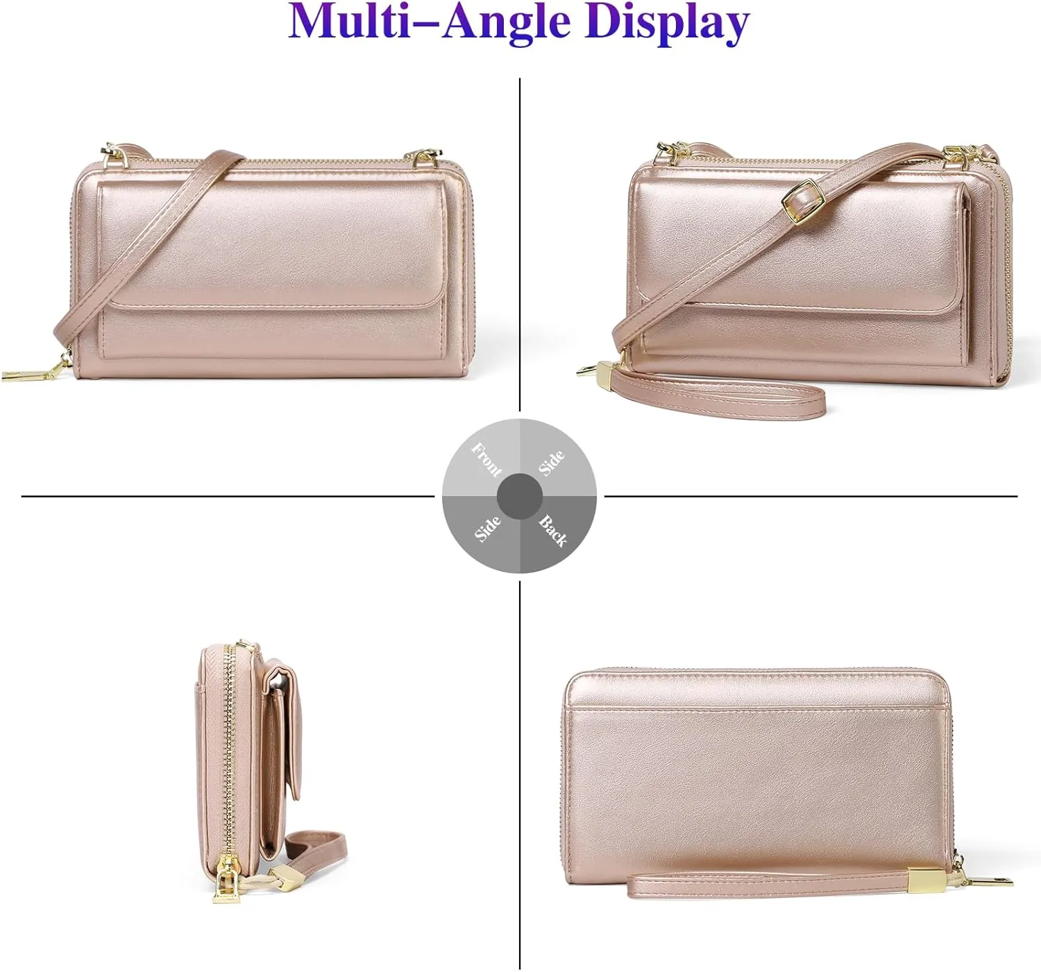 FALAN MULE RFID Womens Wallet Purse Wristlet PU Leather Crossbody Clutch with 2 Straps