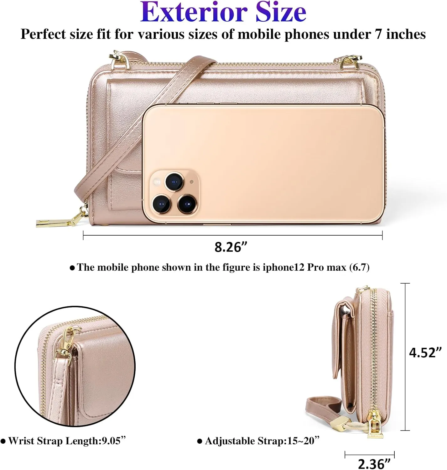 FALAN MULE RFID Womens Wallet Purse Wristlet PU Leather Crossbody Clutch with 2 Straps