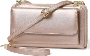 FALAN MULE RFID Womens Wallet Purse Wristlet PU Leather Crossbody Clutch with 2 Straps