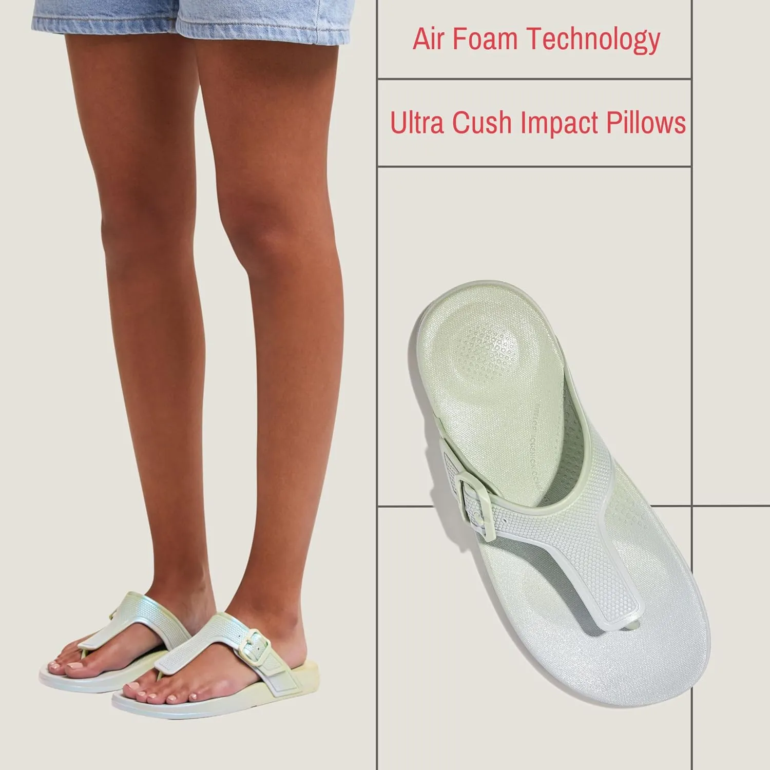 FitFlop Women's Iqushion Iridescent Adjustable Buckle Flip-Flops Wedge Sandal