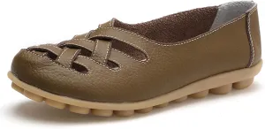 Flat Sandals for Women Cowhide Leather Loafers Flats Sandals Closed Toe Summer Footwear Slip-On Plantar Fasciitis Shoes Strap Cross Vamp Shoes 2025