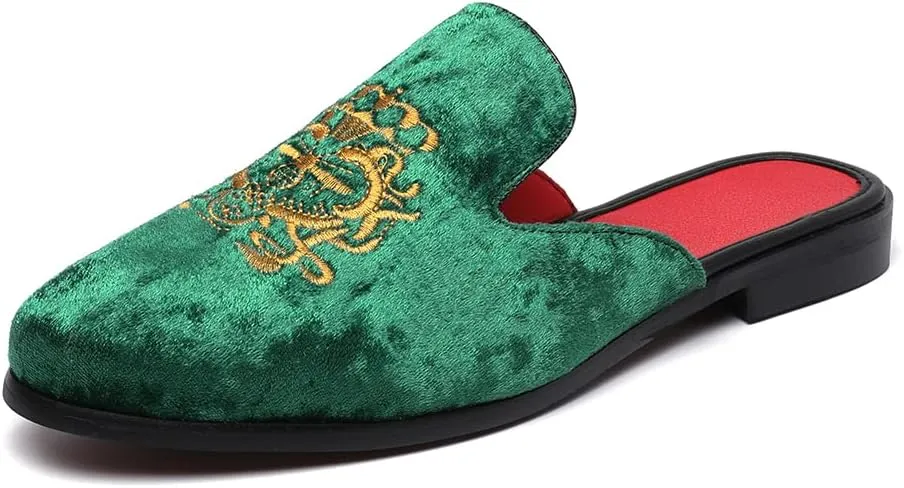 FLQL Men's Leather Scuff Slippers Velvet Slip On Loafers Fashion Backless Mule Clogs Anti-Slip Sandals Slides for Men and Women Designer Size 7-13