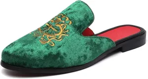 FLQL Men's Leather Scuff Slippers Velvet Slip On Loafers Fashion Backless Mule Clogs Anti-Slip Sandals Slides for Men and Women Designer Size 7-13