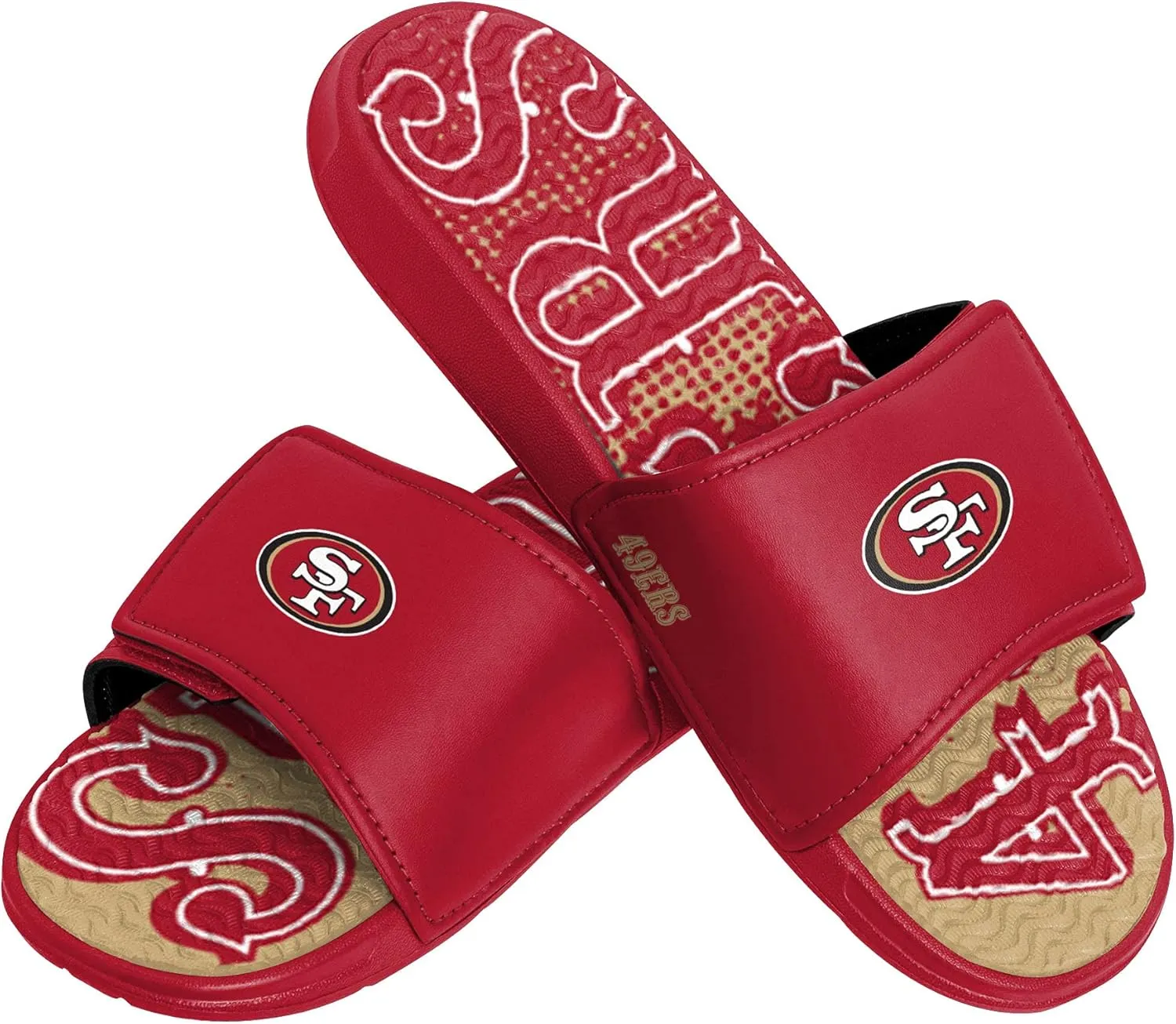 FOCO Mens Nfl Team Logo Athletic Gel Slides SANDAL, Gradient Wordmark, 9-10 US