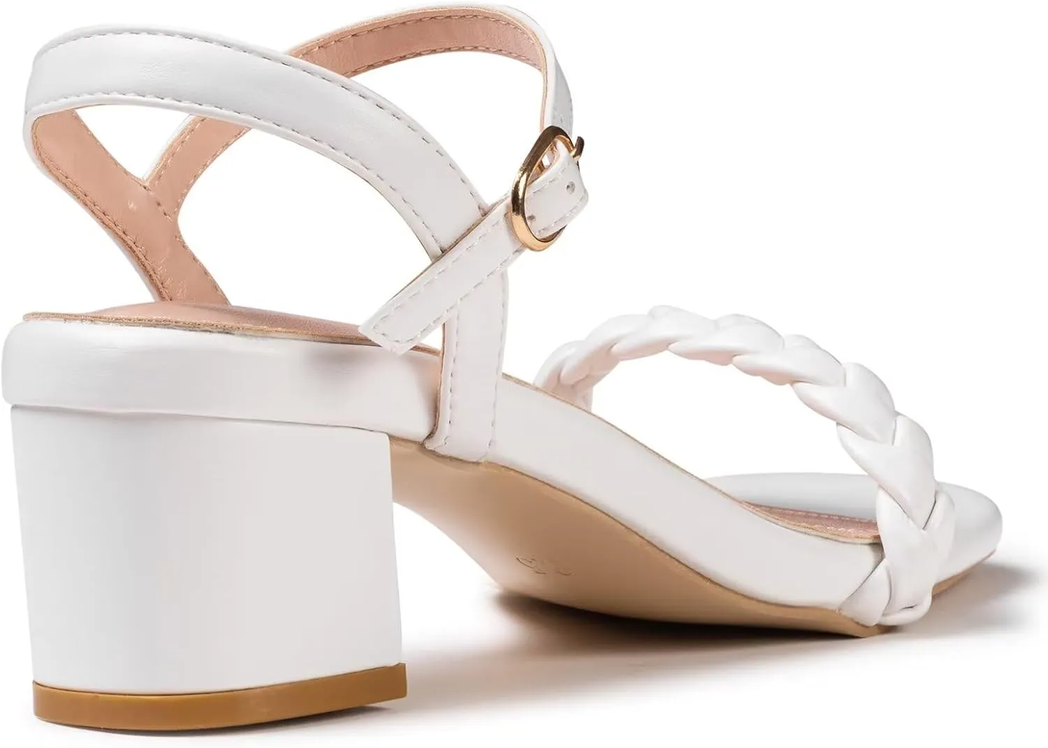 Frank Mully Women's Braided Sandal Heels Ankle Strap Comfortable Blocked Heeled Sandals Square Open Toe Cute Prom Pump Sandals Shoes