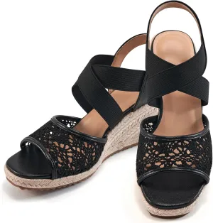 FUDYNMALC Sandals for Women Wedge Heels: Summer Dressy Platform Espadrilles Wedges - Comfortable Square Open Toe Wedding Shoes 2025